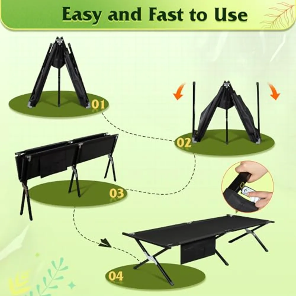 Army Camping Cots with Carry Bag for Adults Sleeping, view 5