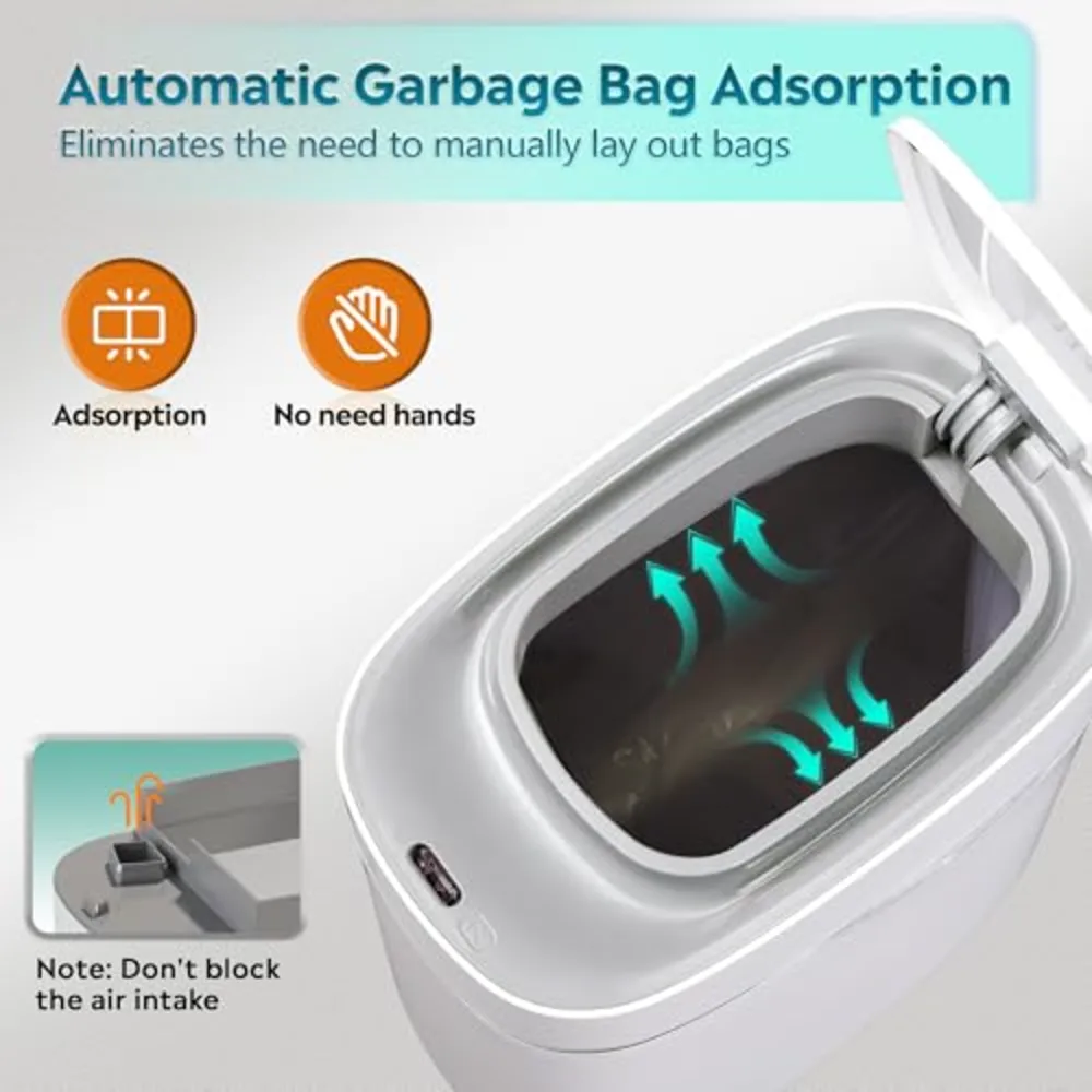 Automatic Bathroom Trash Can with Lid, view 3