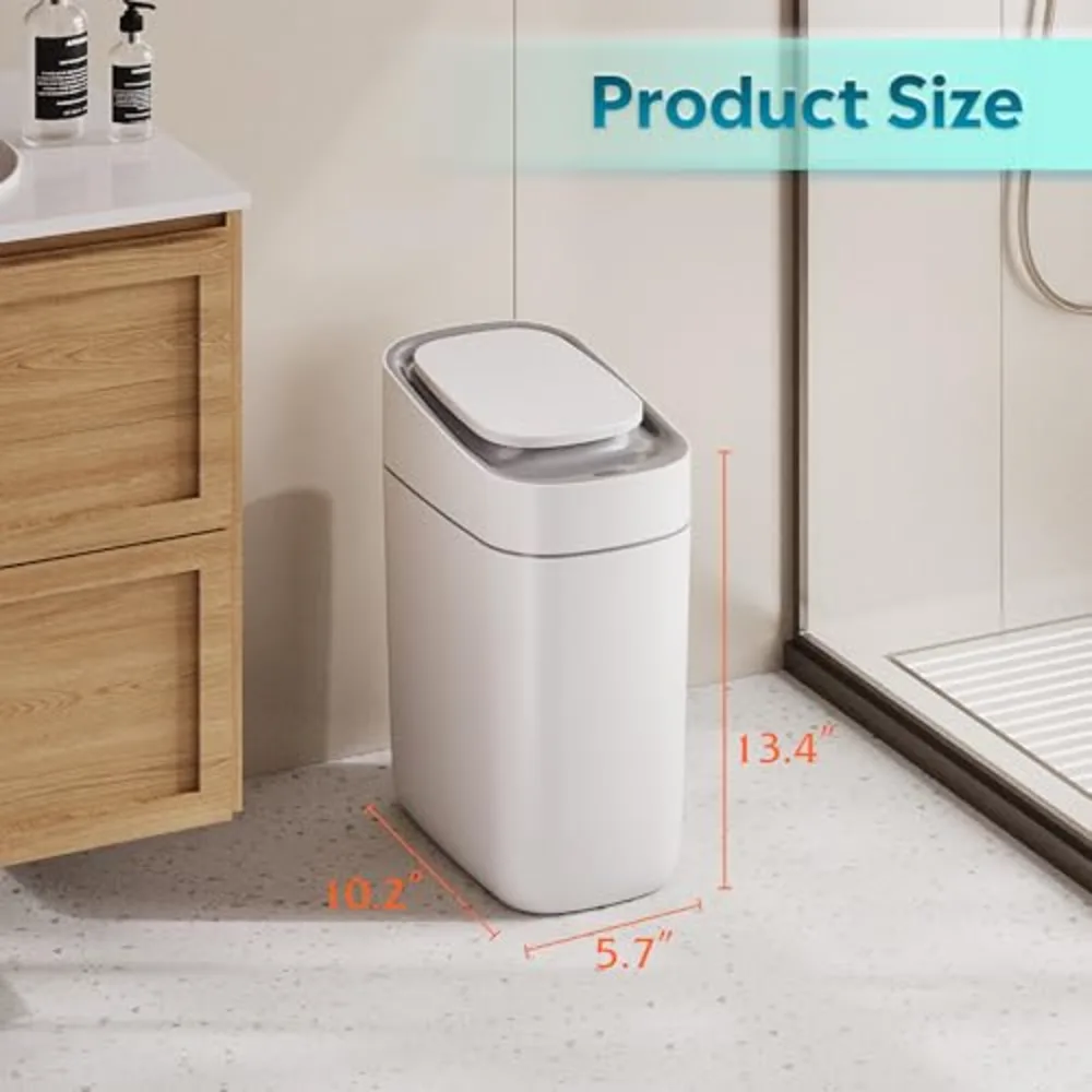 Automatic Bathroom Trash Can with Lid, view 4