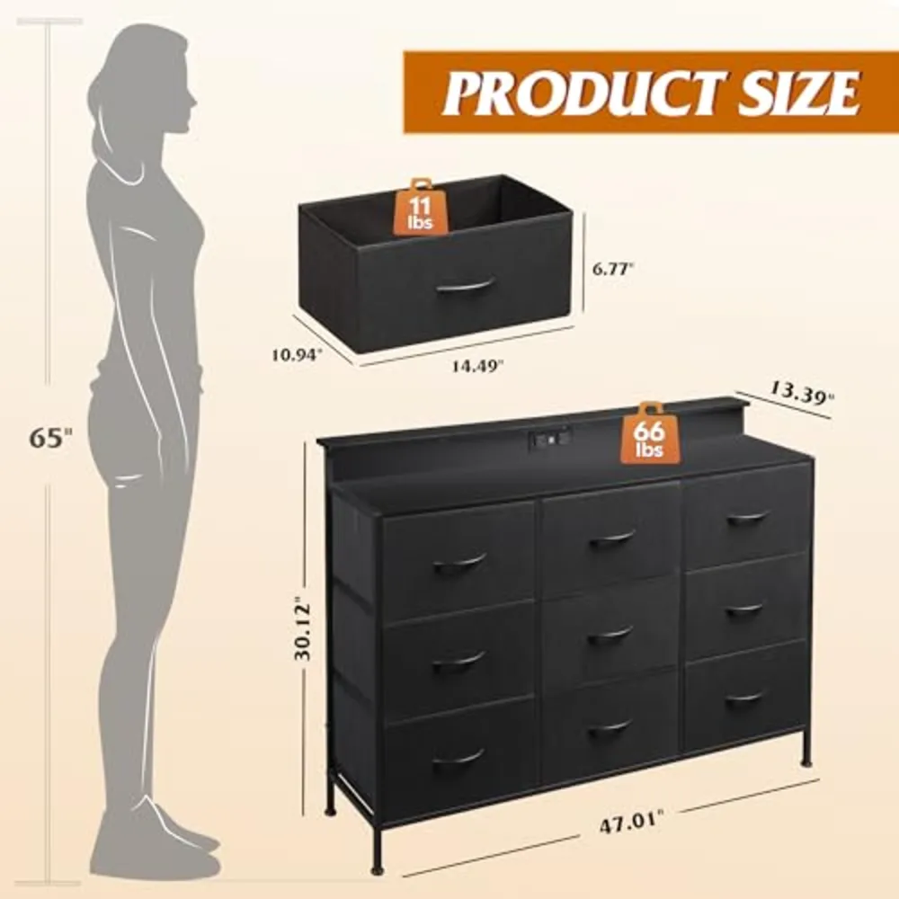 Black Dresser TV Stand for 45, view 3