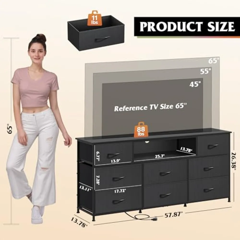 Black Dresser TV Stand for 50, view 2