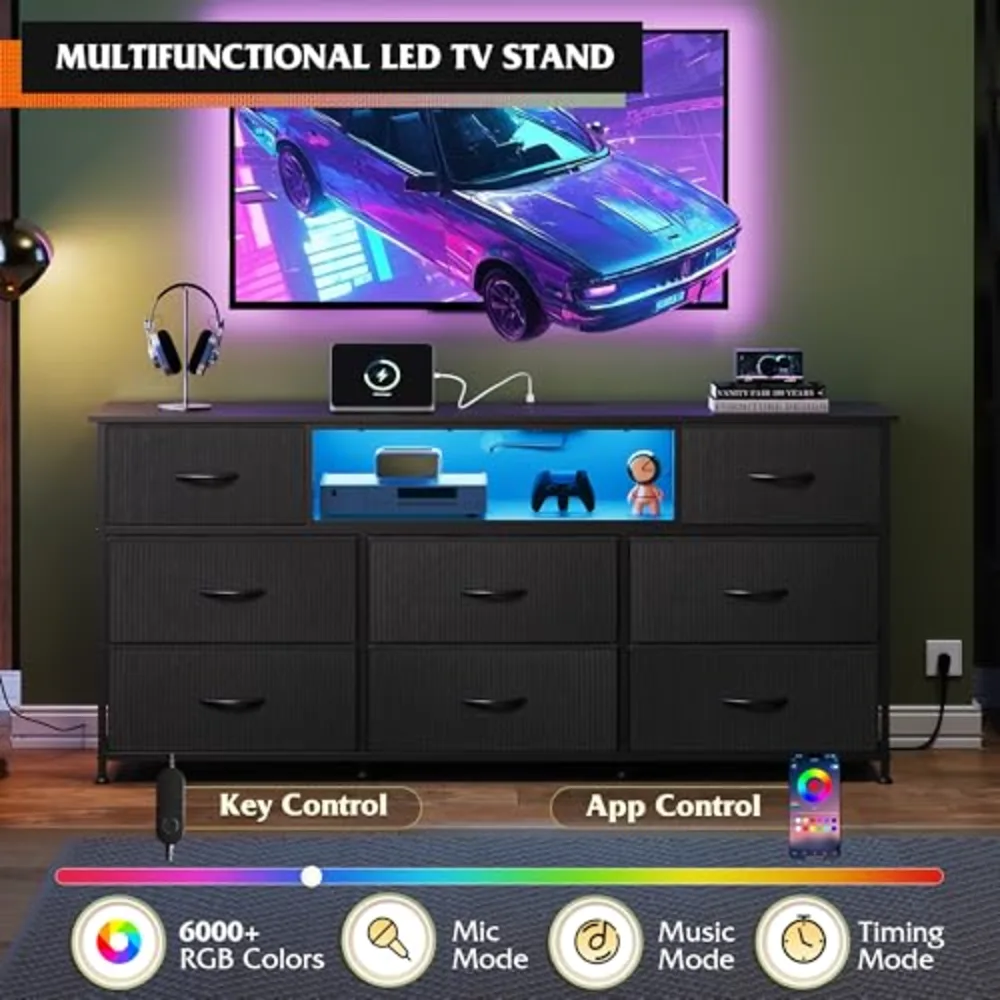 Black Dresser TV Stand for 50, view 3