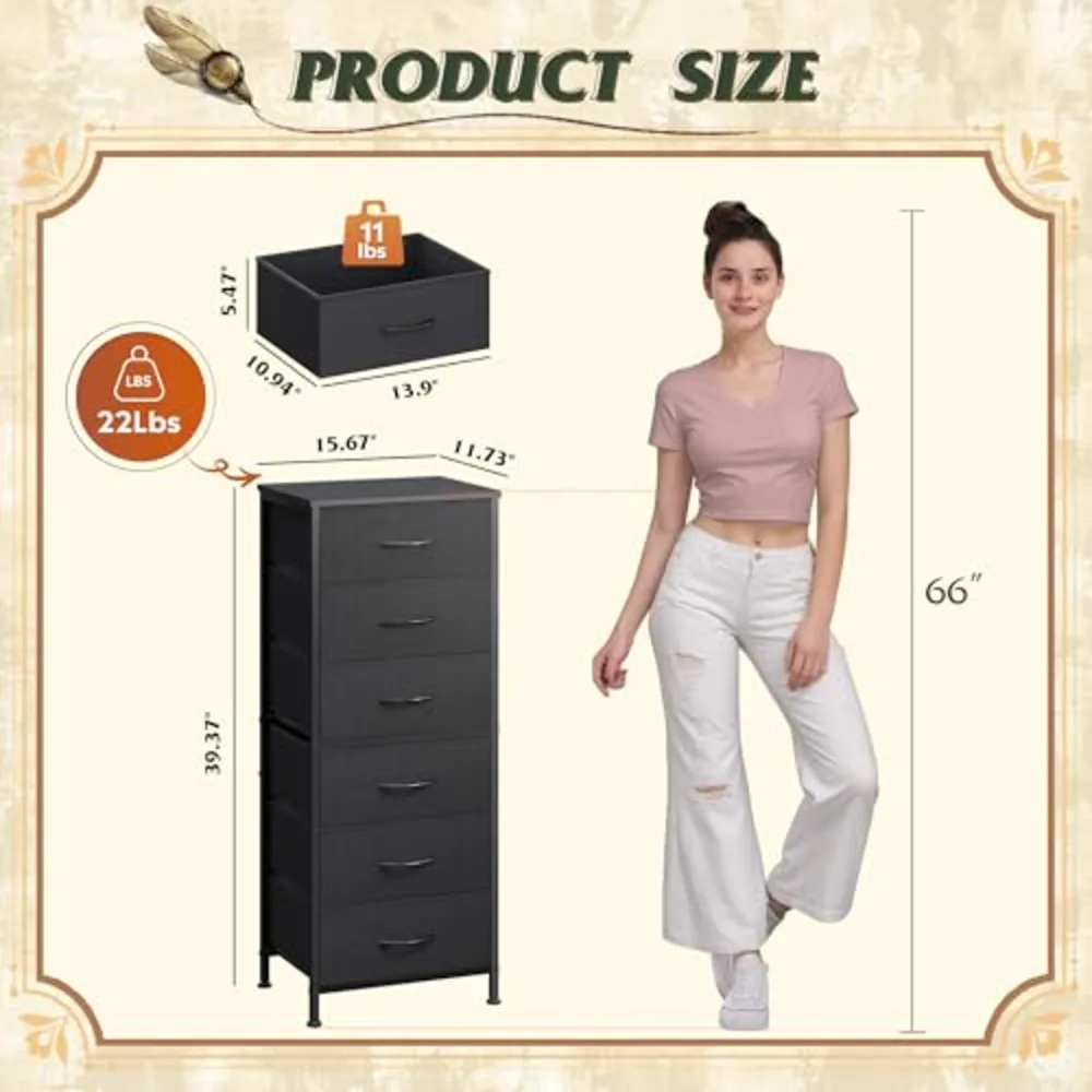 Black Tall Dresser for Bedroom, view 3