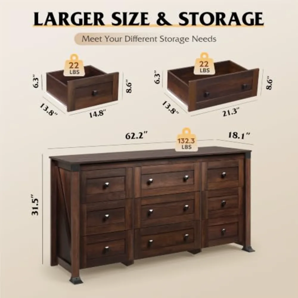 Brown Dresser for Bedroom, view 2