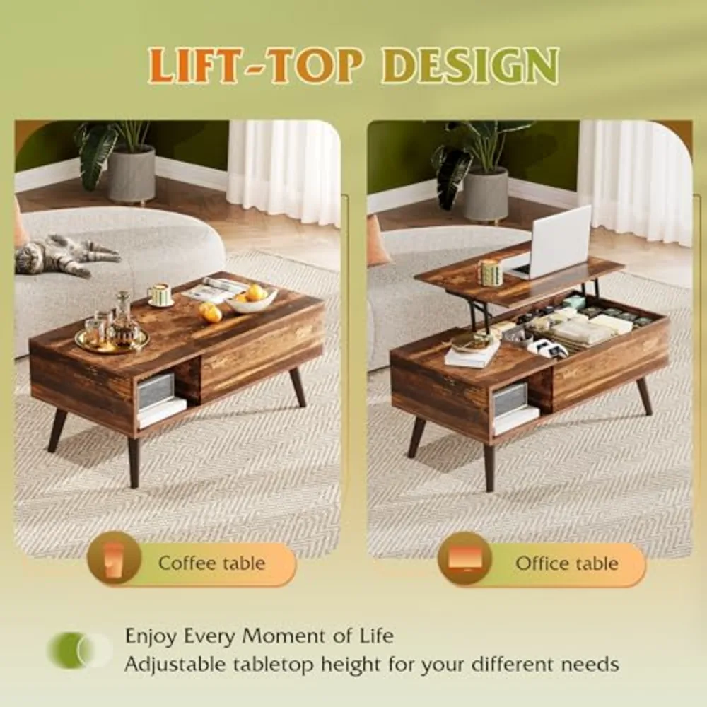 Coffee Table 39" Lift Top Coffee Table with Storage for Living, view 4