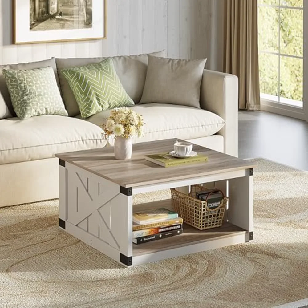 Coffee Table Farmhouse Coffee Table with Open Storage, view 2