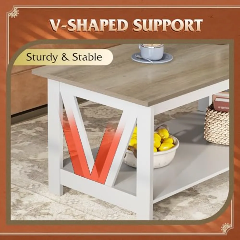 Coffee Table for Living Room with Storage Shelf, view 4
