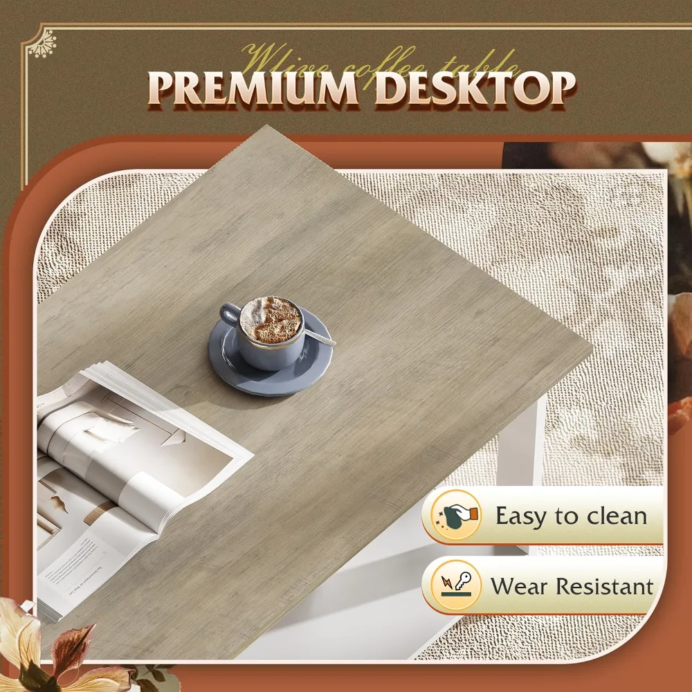 Coffee Table for Living Room with Storage Shelf, view 6