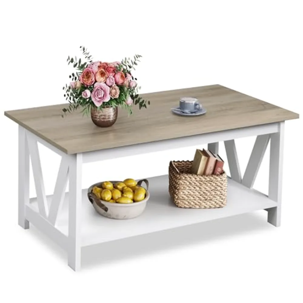 Coffee Table for Living Room with Storage Shelf