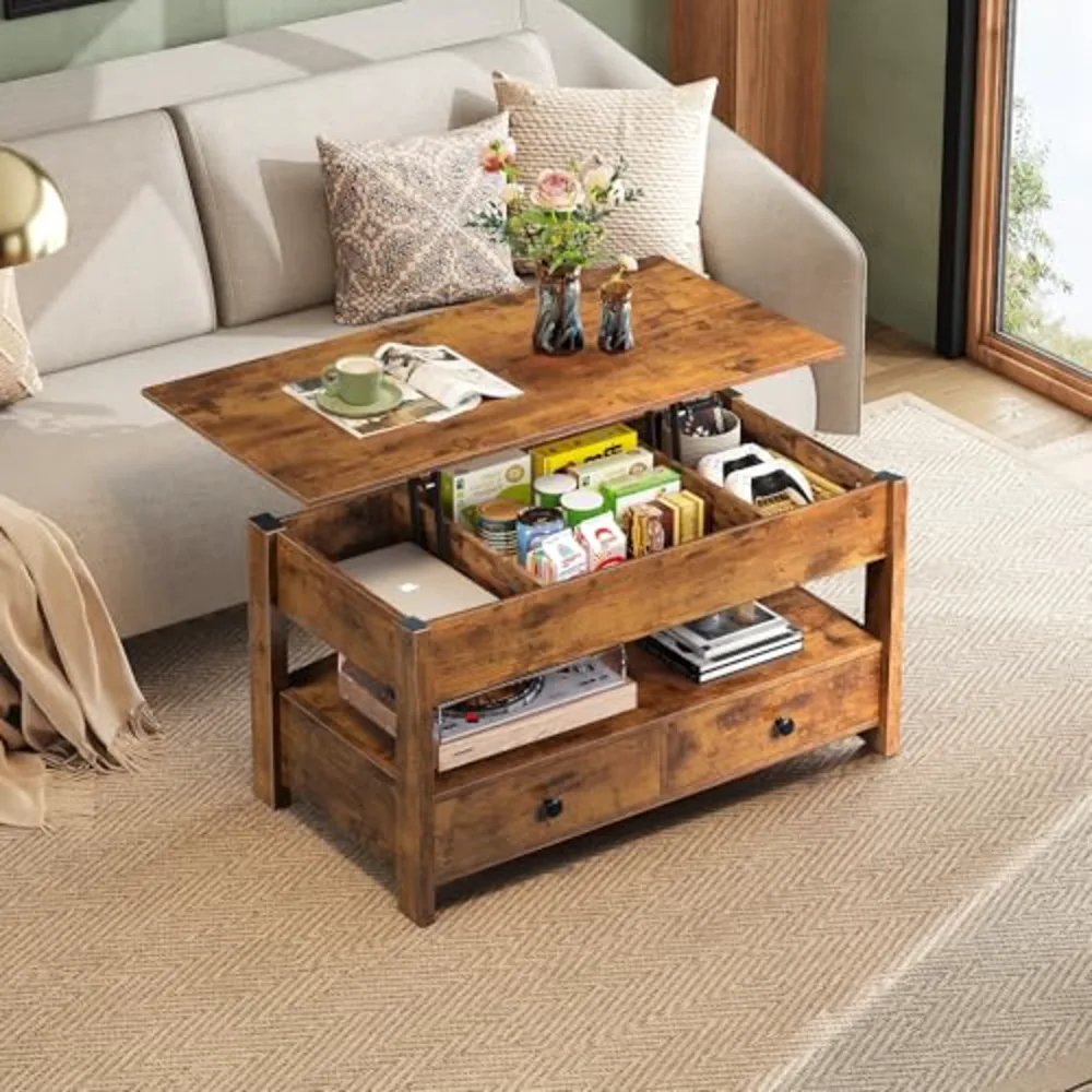 Coffee Table Lift Top Coffee Table with 2 Drawers, view 2