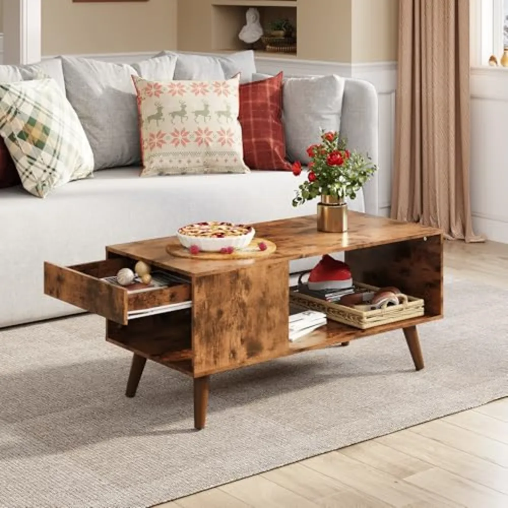 Coffee Table with Side Drawer Storage, view 2