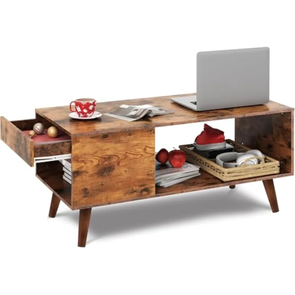 Coffee Table with Side Drawer Storage
