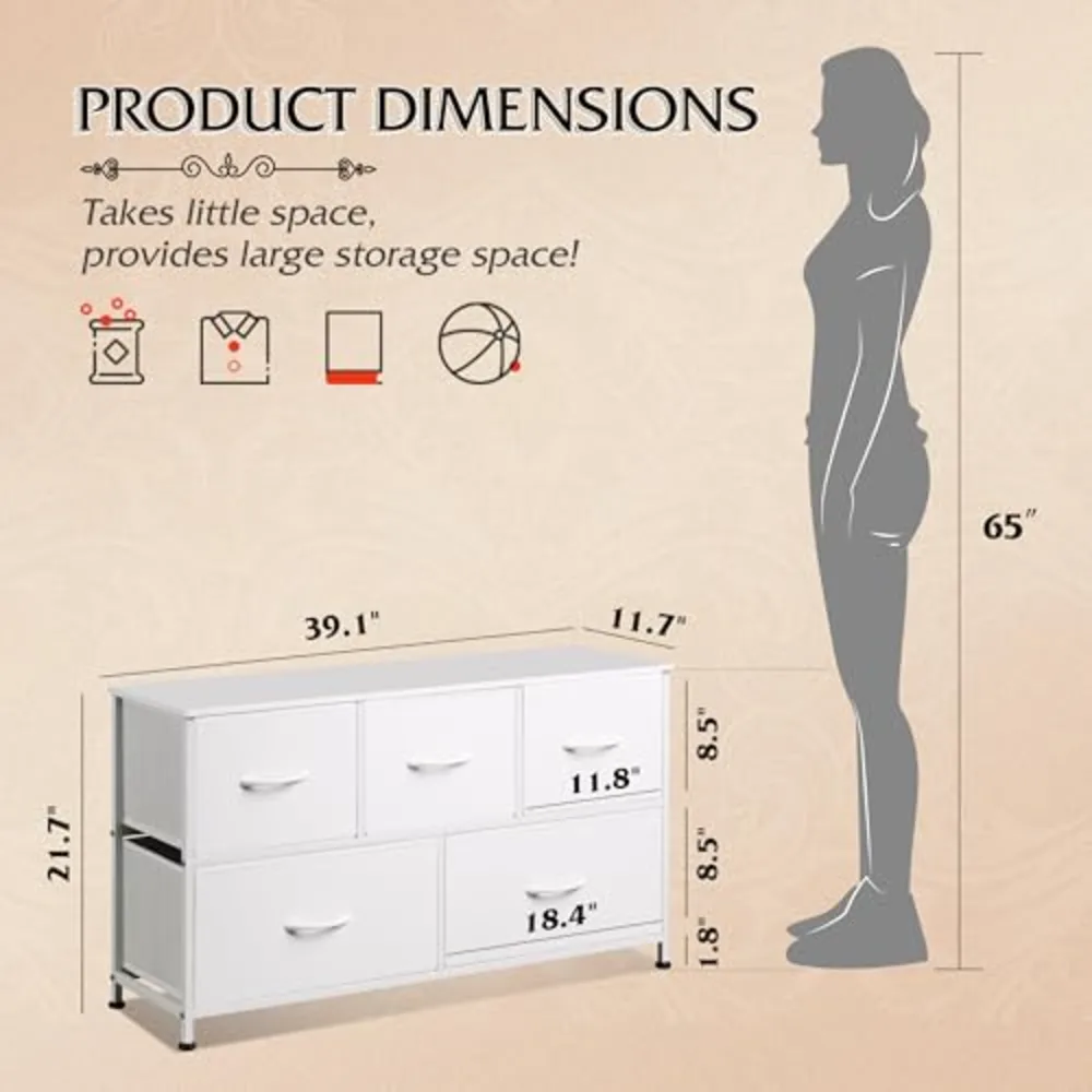 Dresser for Bedroom with 5 Drawers, view 3