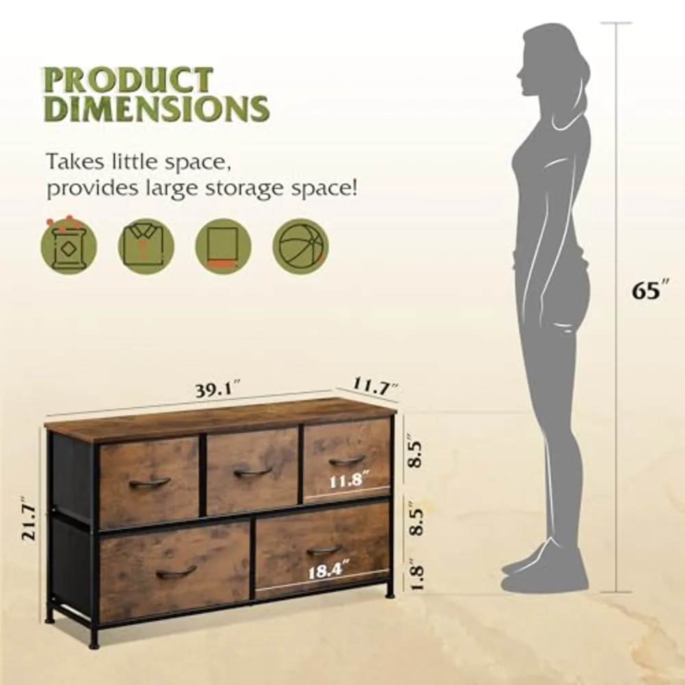 Dresser for Bedroom with 5 Drawers, view 3