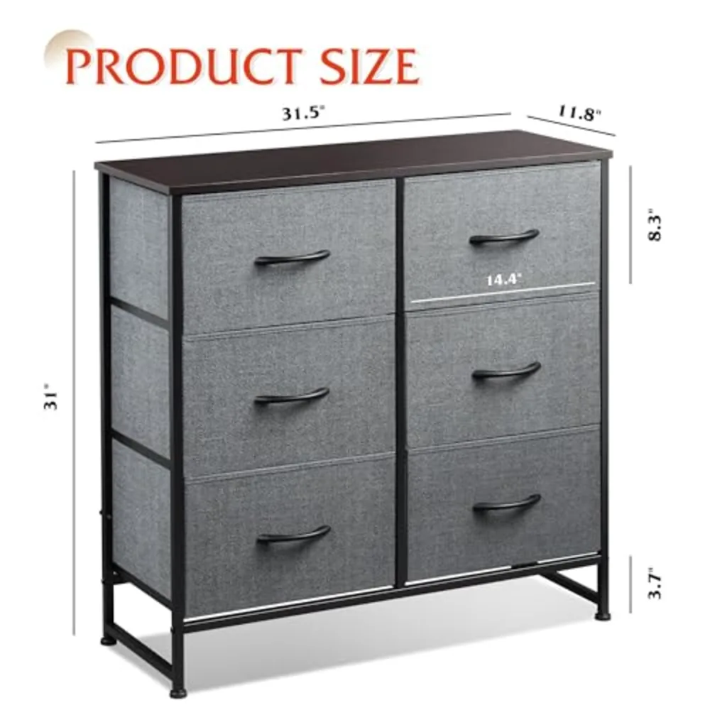 Dresser for Bedroom with 6 Drawers, view 3