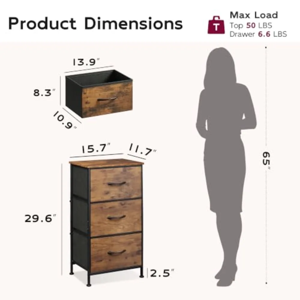 Dresser with 3 Drawers, view 3