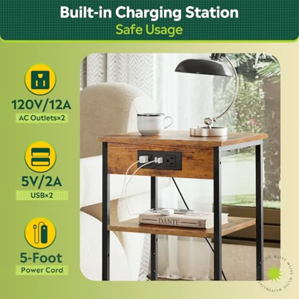 End Table with Charging Station, view 4