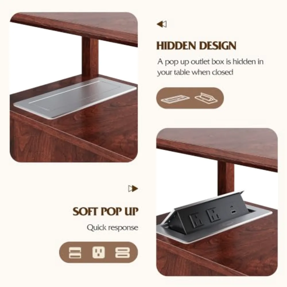 End Table with Charging Station & 2 Drawers Narrow Nightstand, view 5