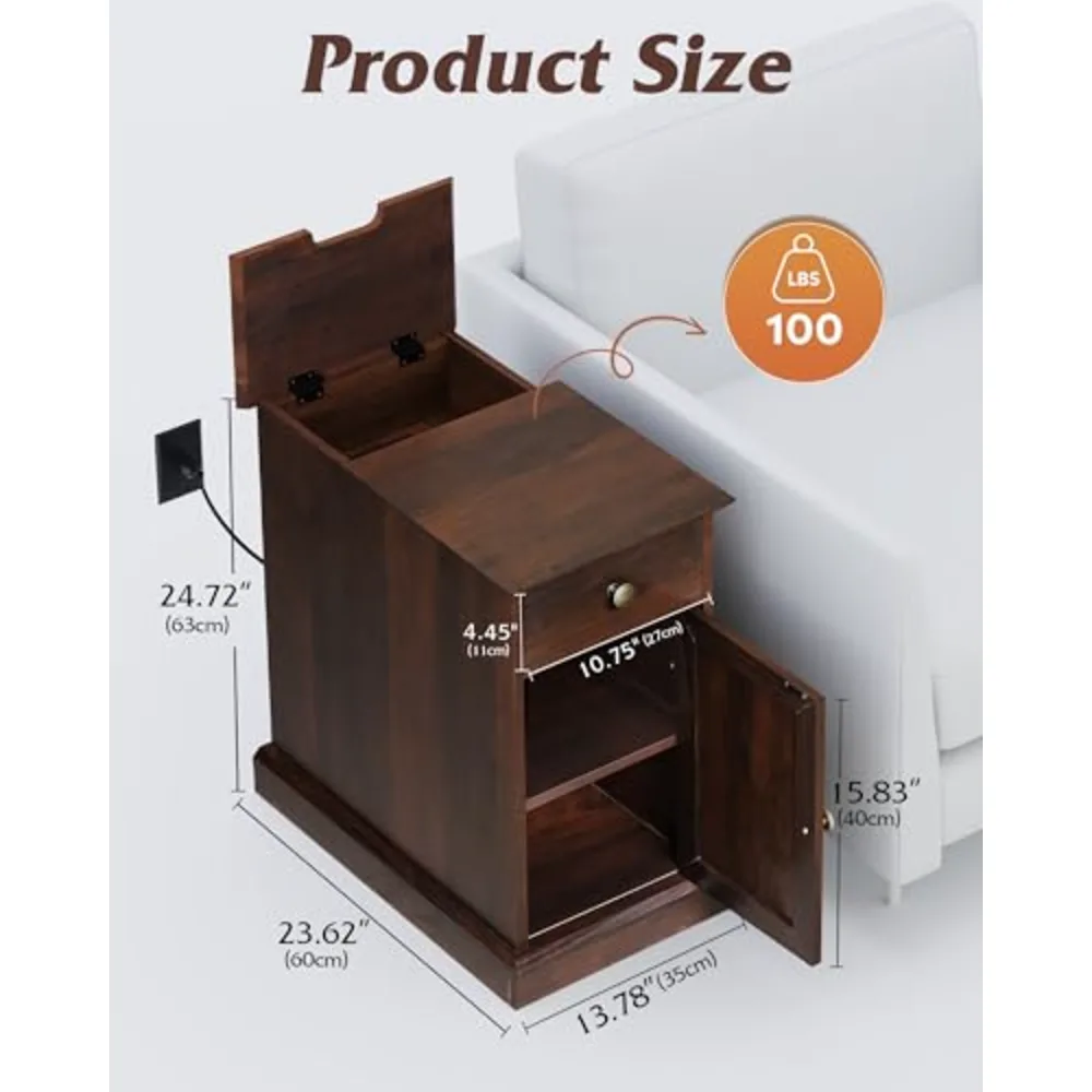 End Table with Charging Station, view 3