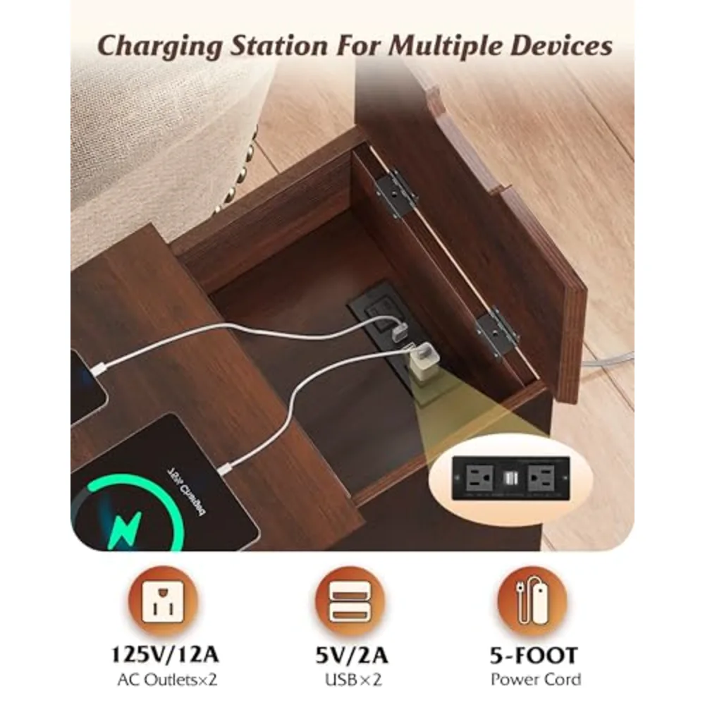 End Table with Charging Station, view 4