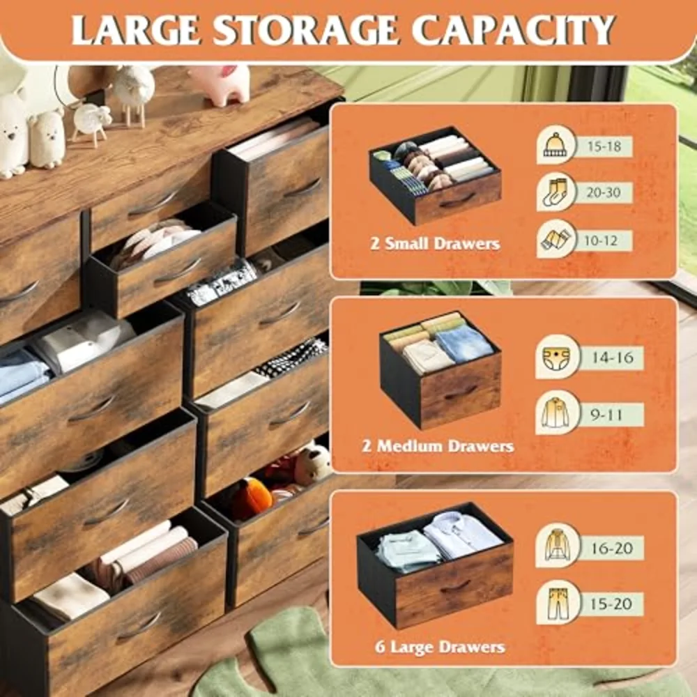 Fabric Dresser for Bedroom with 10 Drawers, view 5