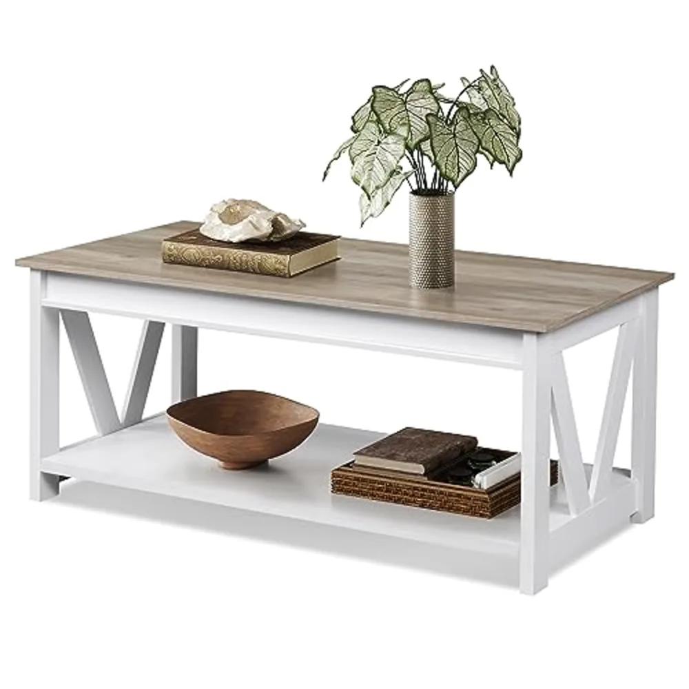 Farmhouse Coffee Table 43" Coffee Table for Living Room