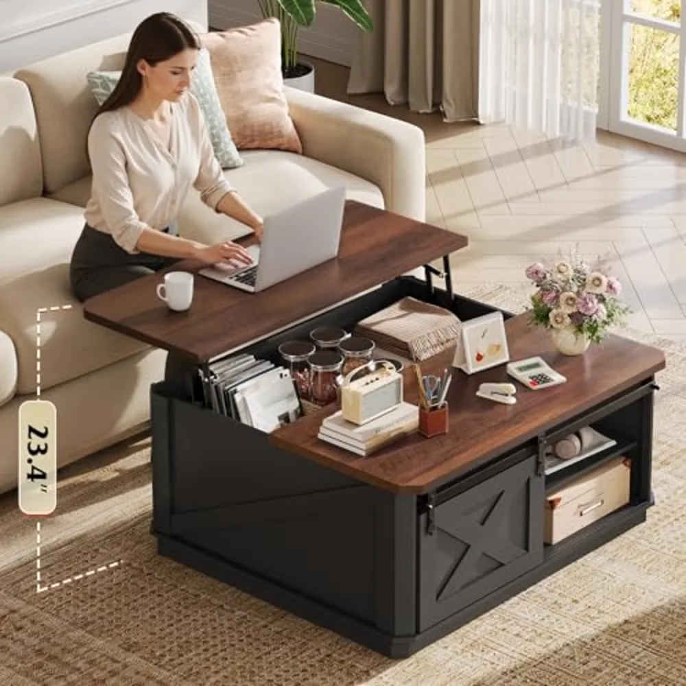 Farmhouse Coffee Table with Storage, view 3