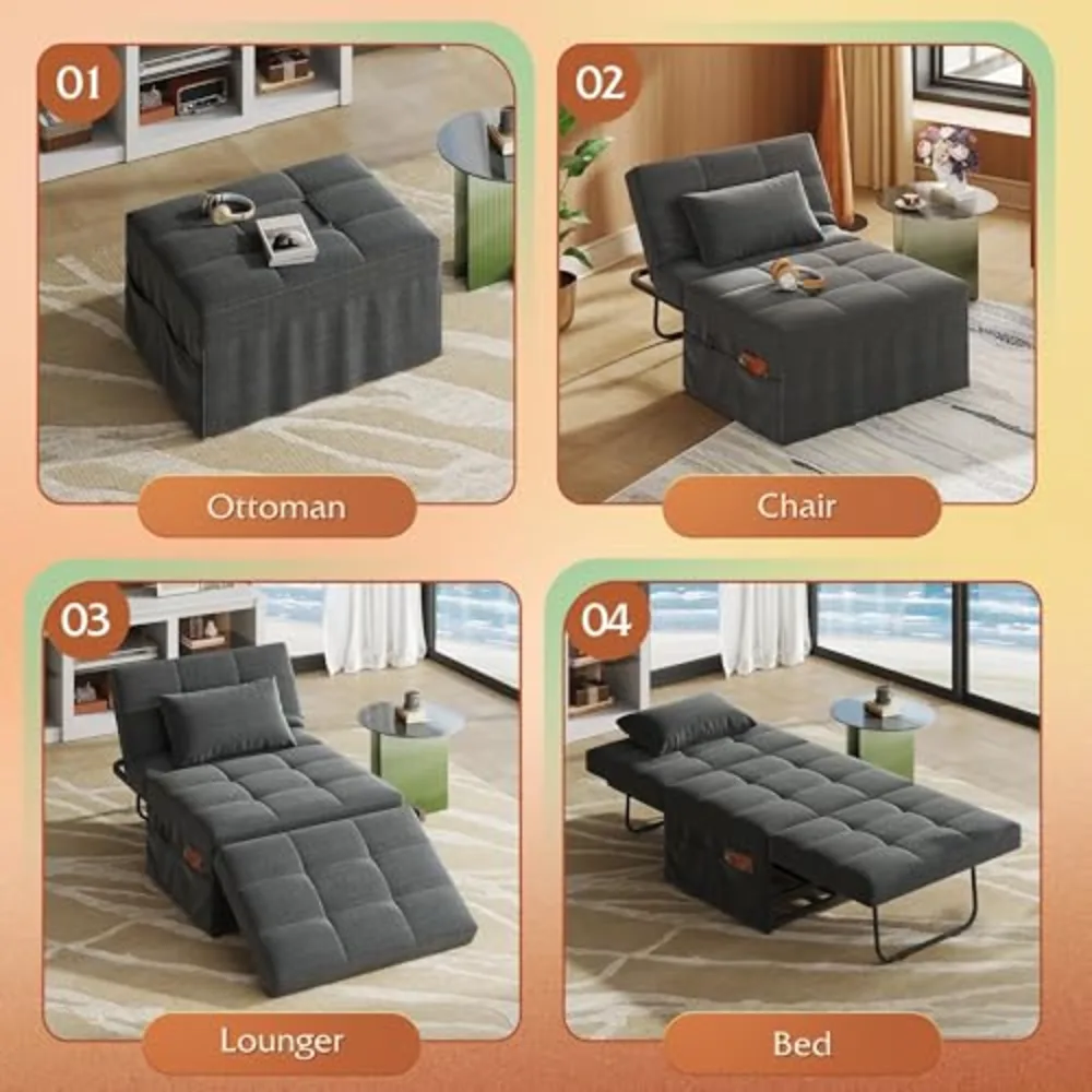 Folding Ottoman Bed Sleeper Chair, view 5