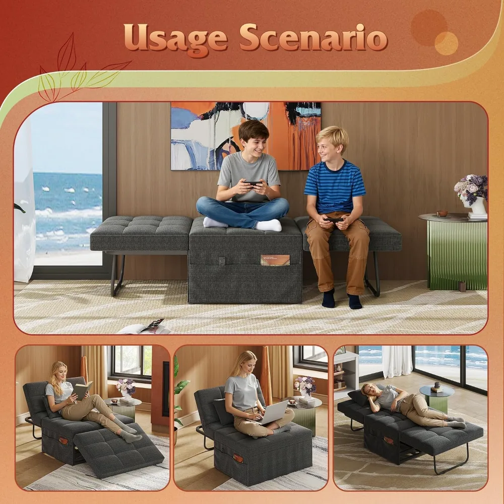 Folding Ottoman Bed Sleeper Chair, view 6