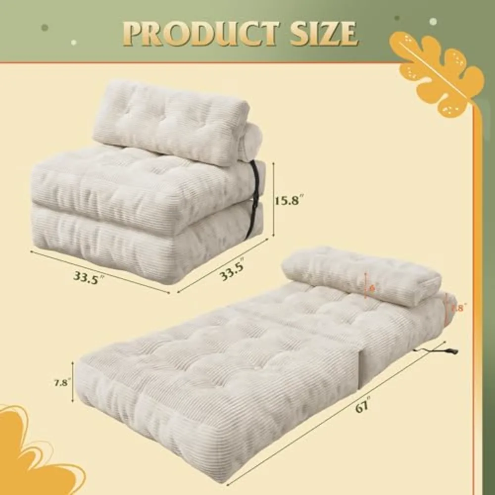 Futon Sofa Bed Bean Bag Chair for Adults, view 3