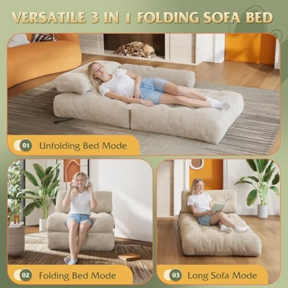 Futon Sofa Bed Bean Bag Chair for Adults, view 4
