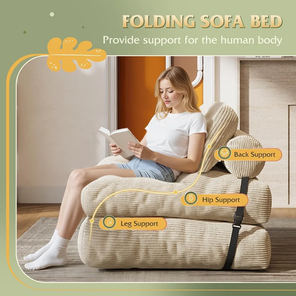 Futon Sofa Bed Bean Bag Chair for Adults, view 6
