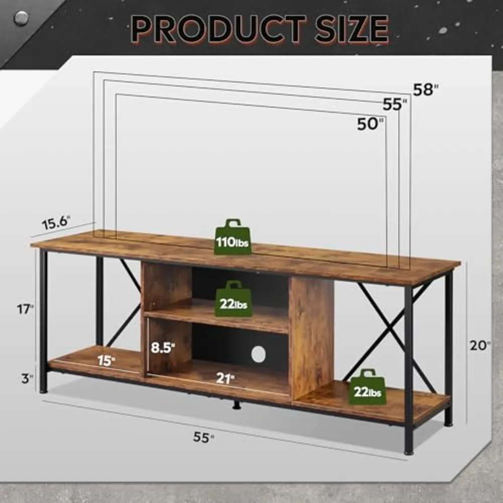 Industrial TV Stand for Up to 65 inch TV, view 2