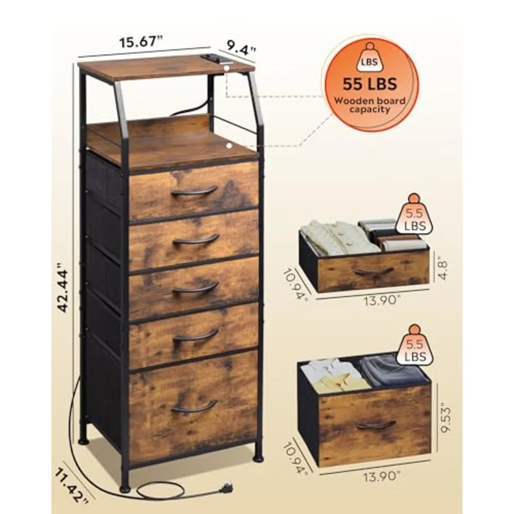 LED Nightstand with Charging Station, view 3