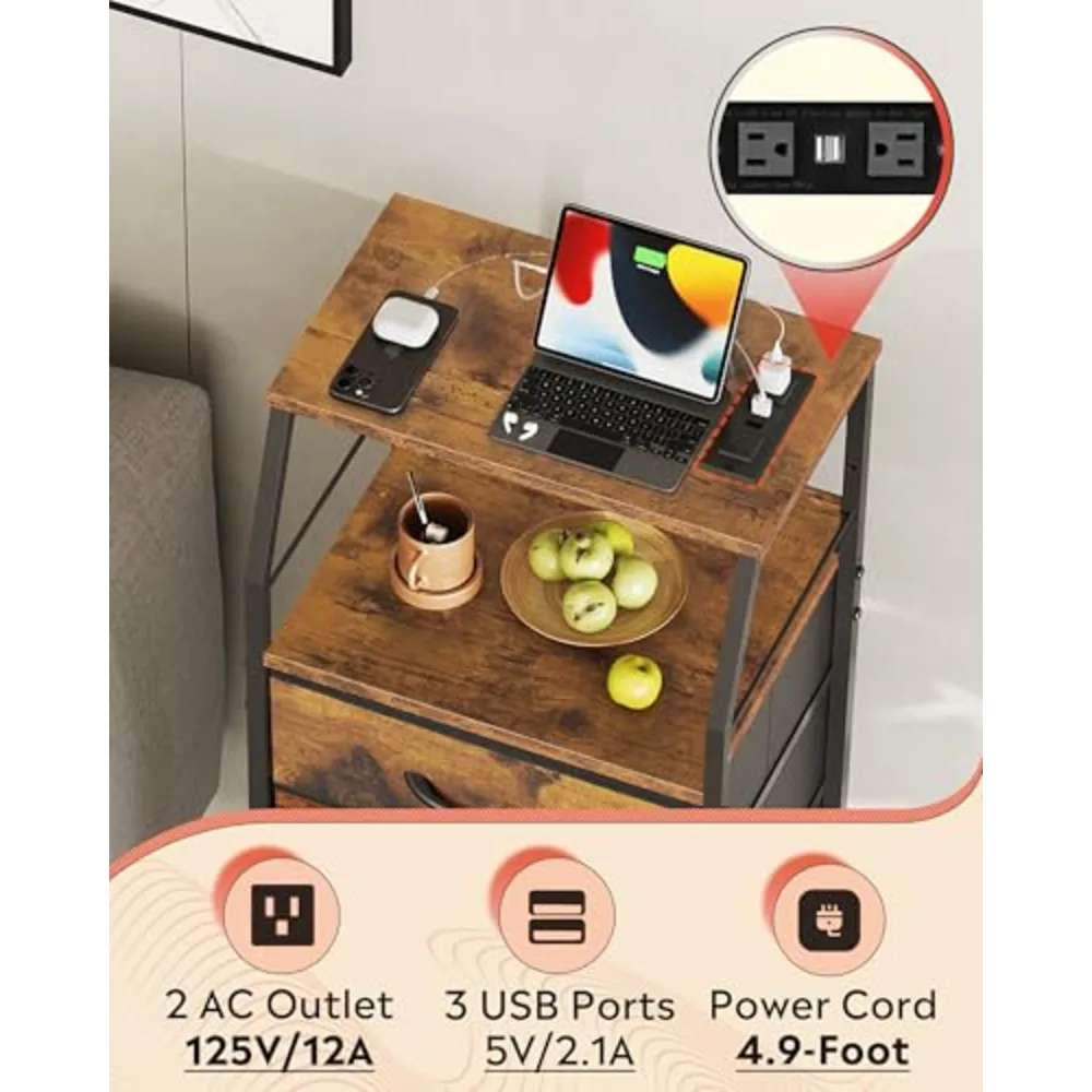 LED Nightstand with Charging Station, view 5