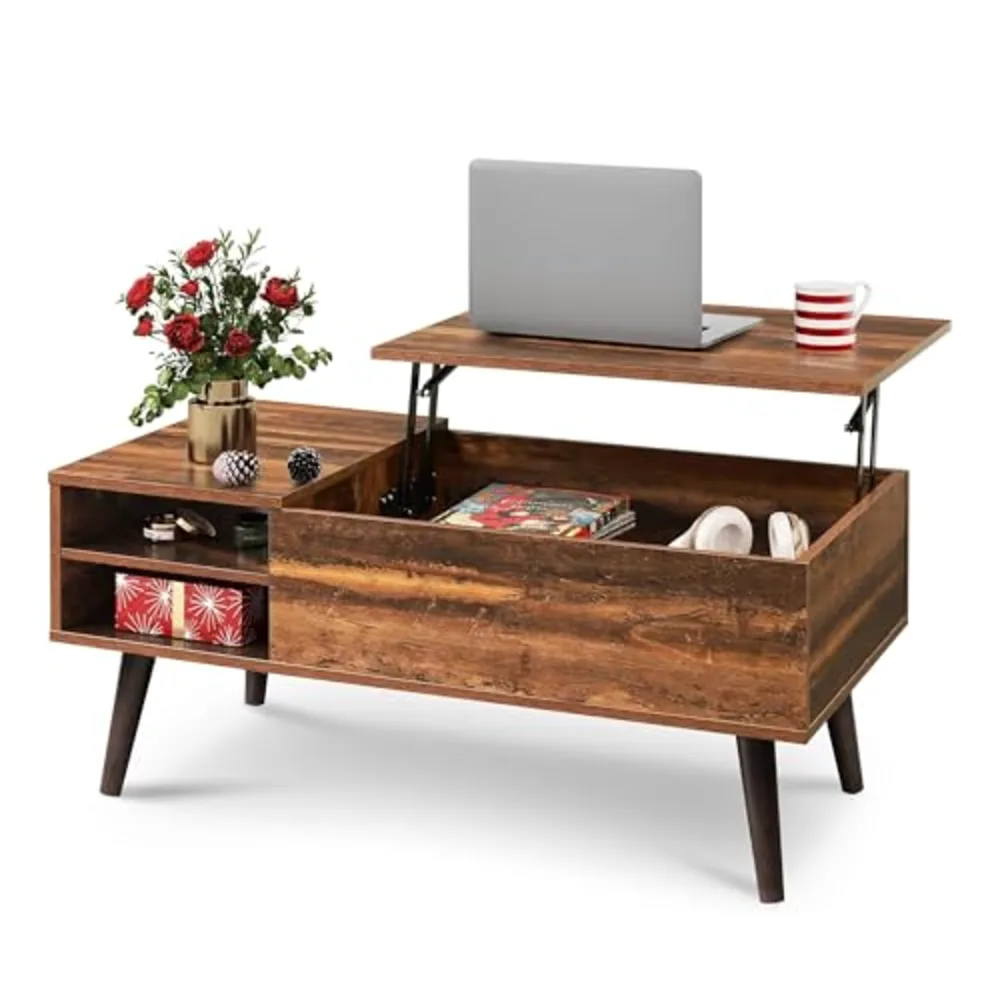 Lift Top Coffee Table with Hidden Storage, view 2