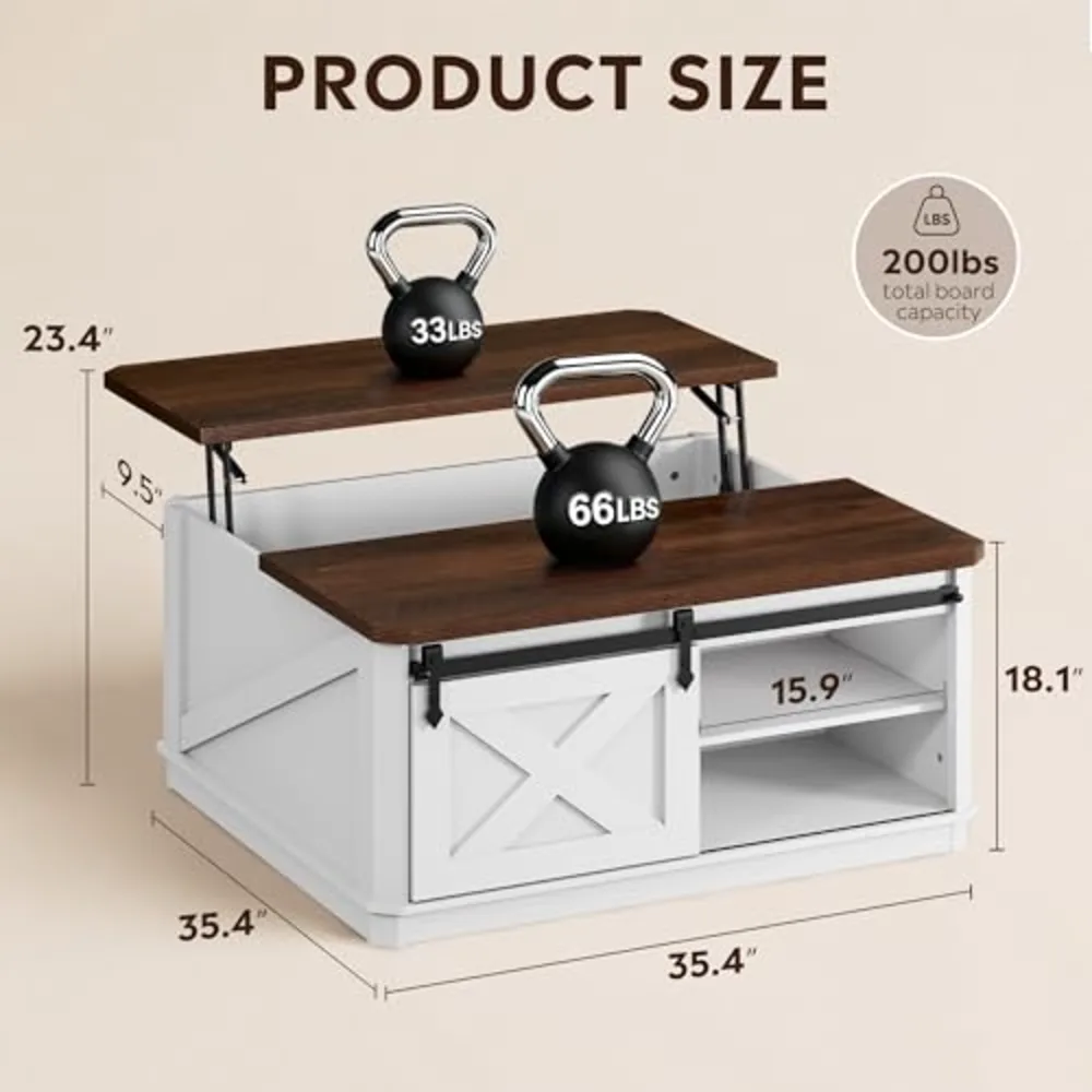 Lift Top Coffee Table with Storage, view 2