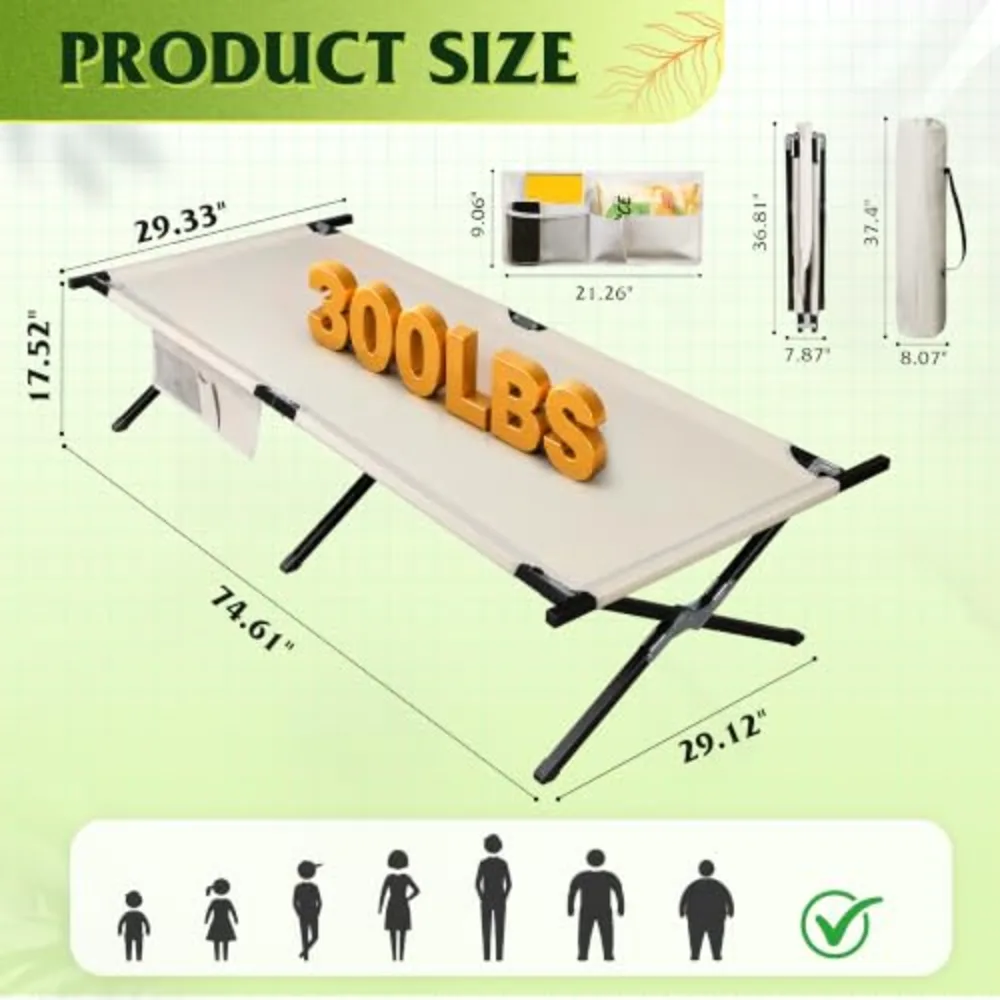 Military Camping Cots with Carry Bag for Adults, view 3
