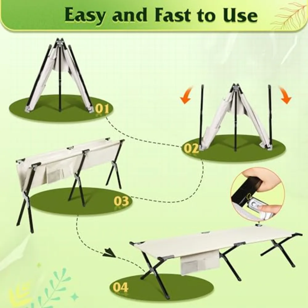 Military Camping Cots with Carry Bag for Adults, view 5