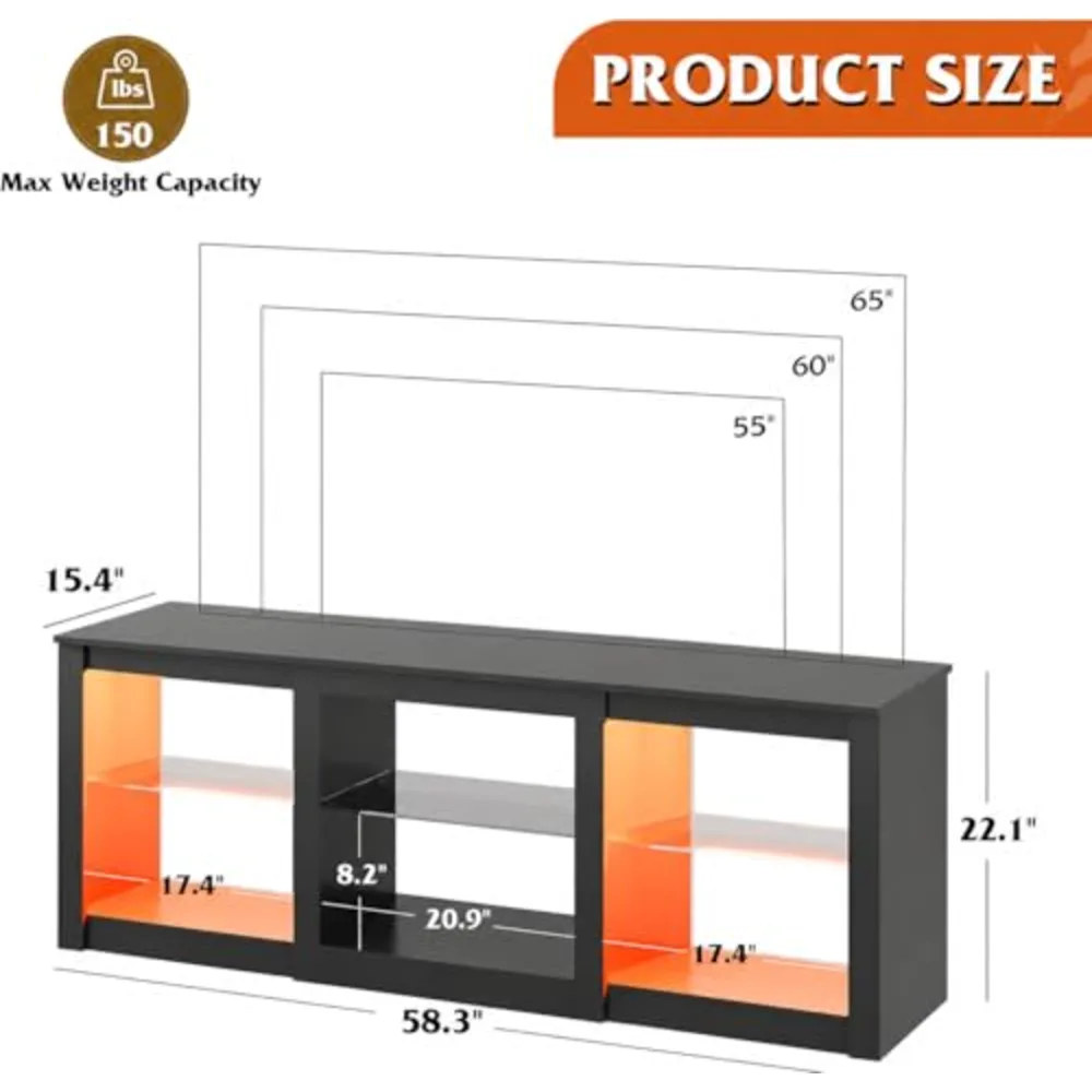 Modern LED TV Stand for 65 70 Inch TV, view 3