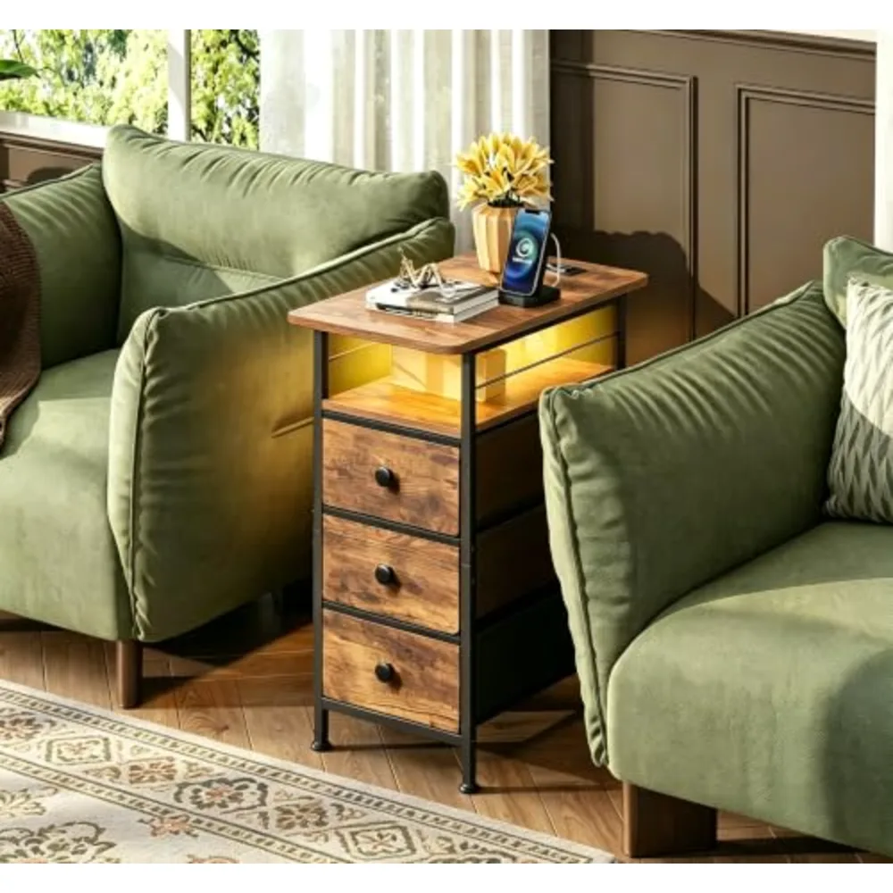 Narrow Side Table with Charging Station, view 2