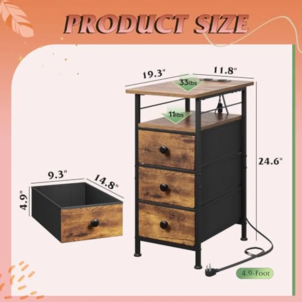 Narrow Side Table with Charging Station, view 3