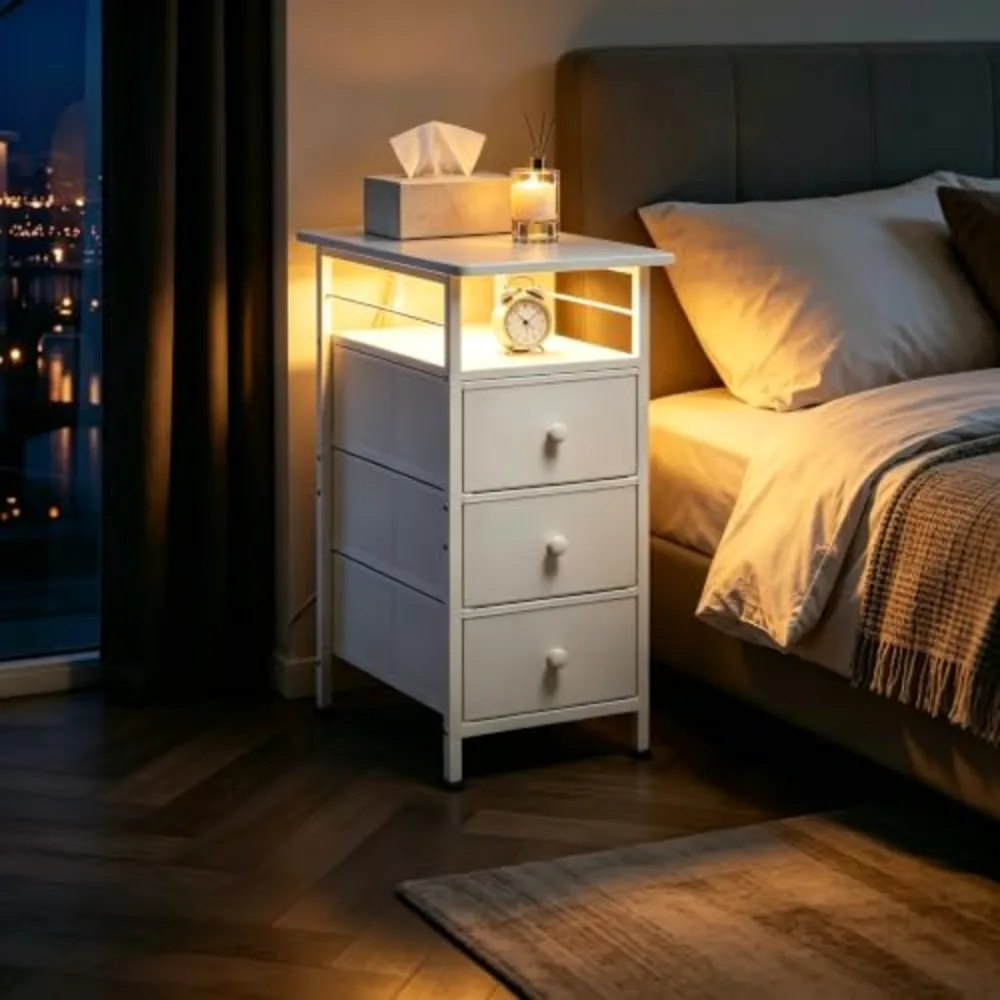 Narrow Side Table with Charging Station, view 2