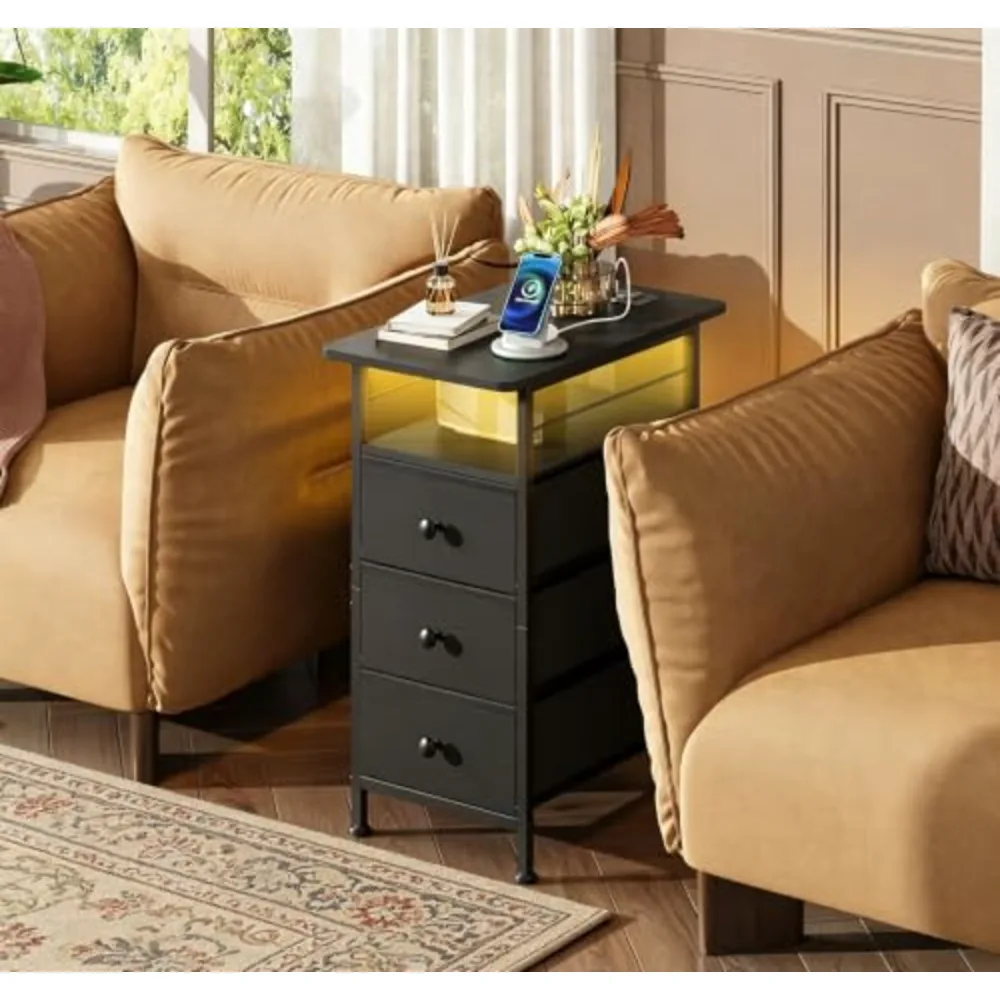 Narrow Side Table with Charging Station, view 2