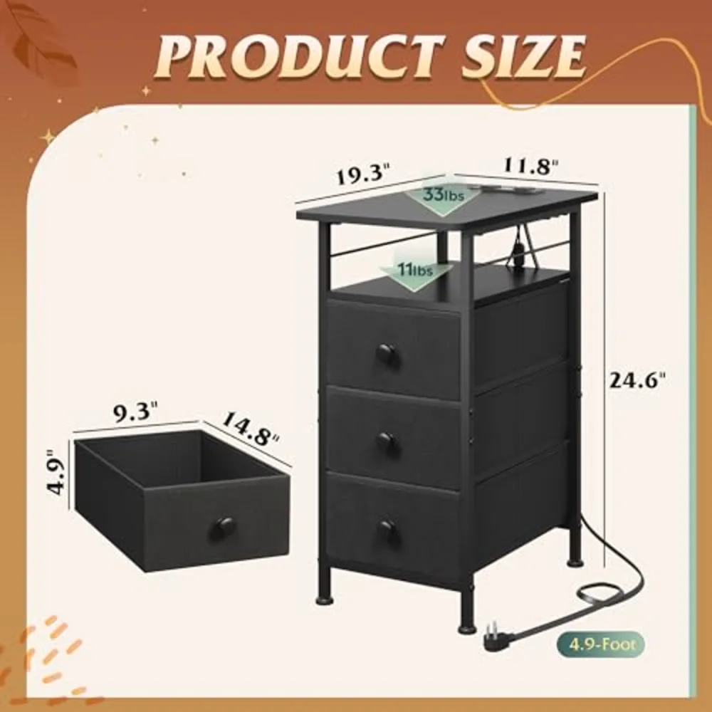 Narrow Side Table with Charging Station, view 3