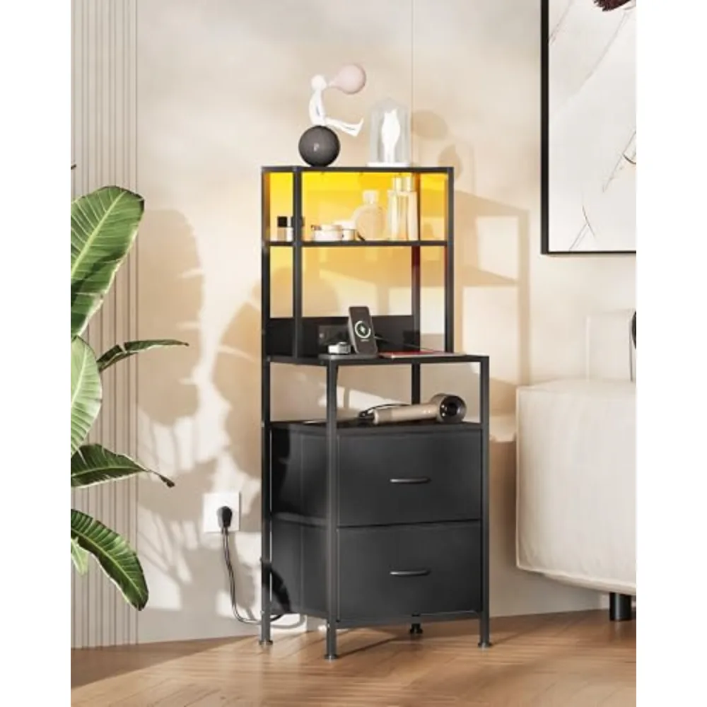 Nightstand Set of 2 with Charging Station, view 2