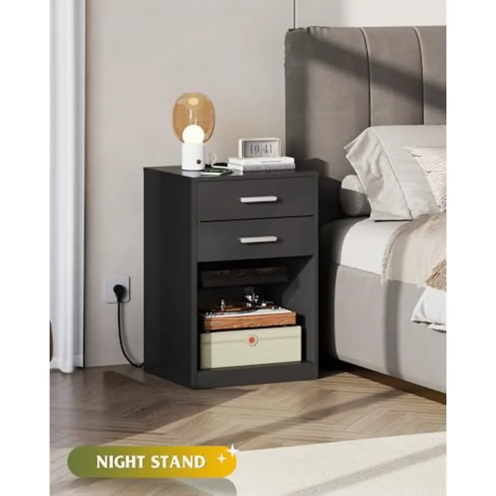 Nightstands Set of 2 with Charging Station, view 2