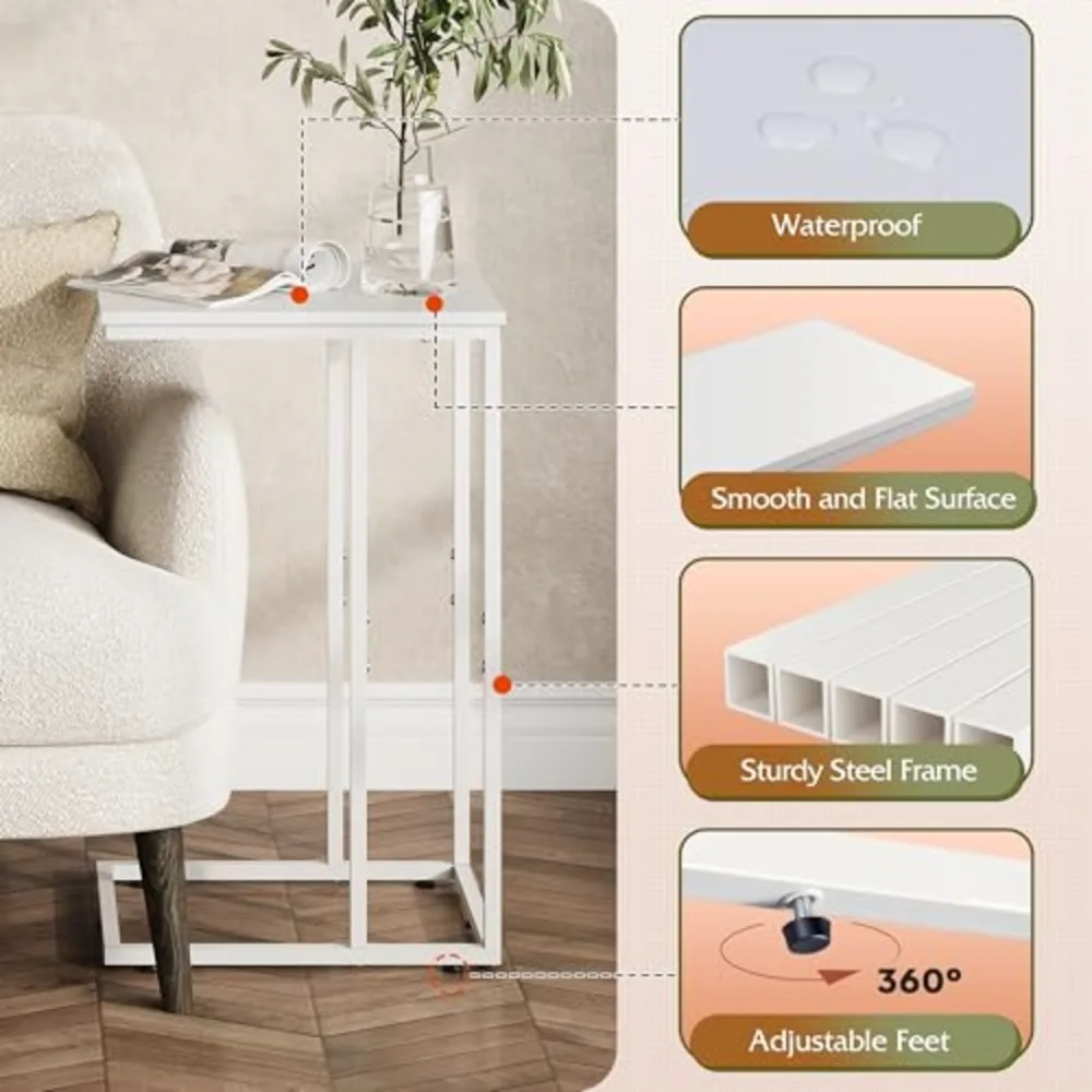Side Table C Shaped End Table for Couch, view 5