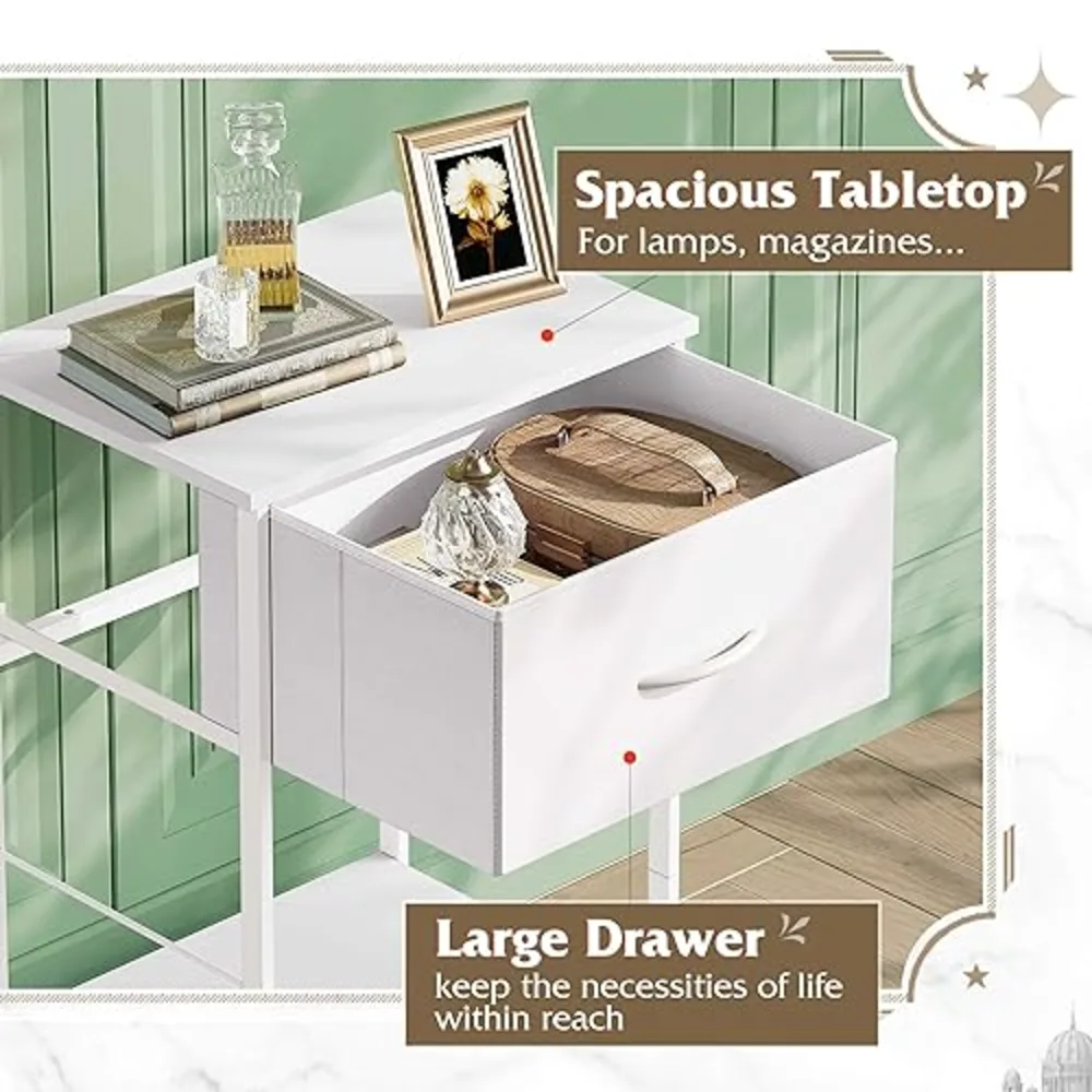 Small White Nightstand with Drawer, view 5