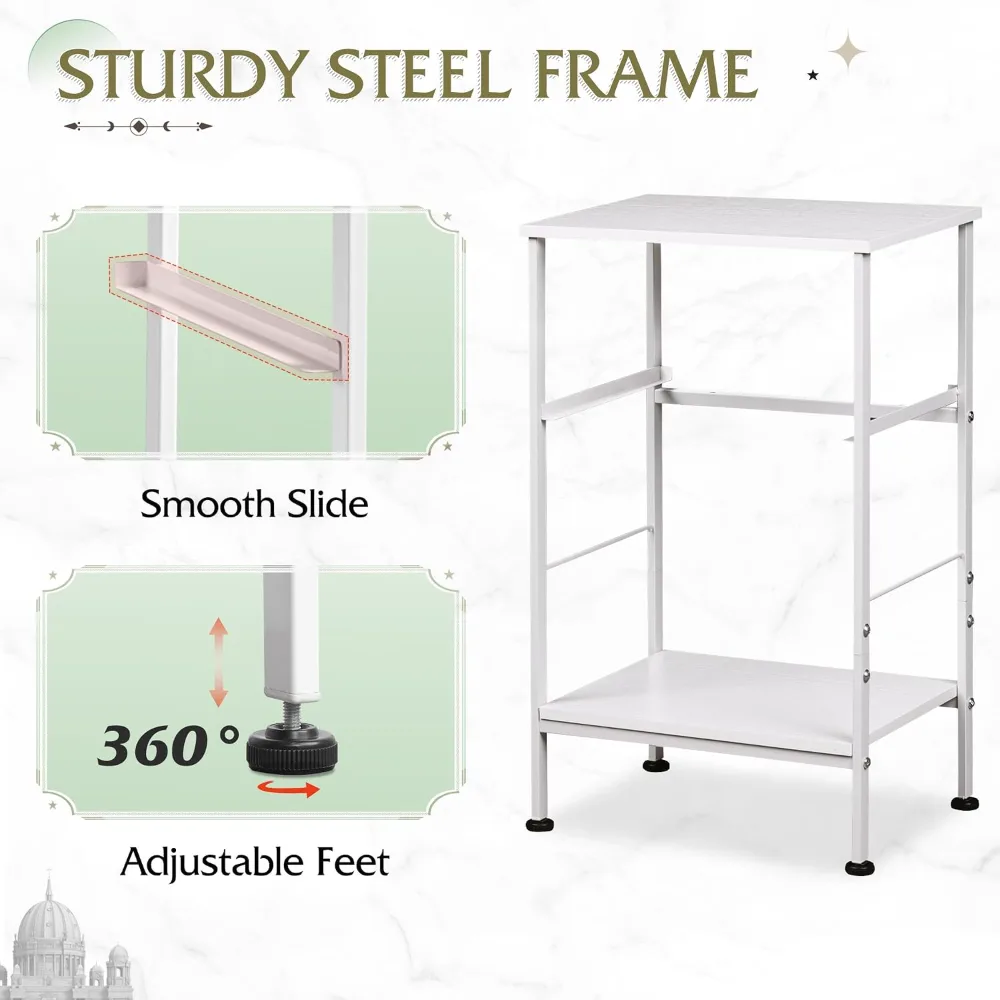 Small White Nightstand with Drawer, view 6
